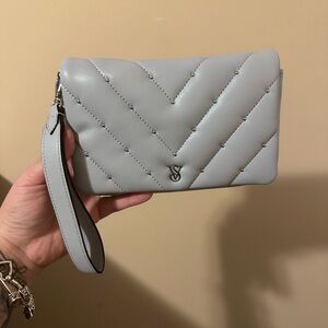 Victoria's Secret Light Gray Quilted Wristlet
